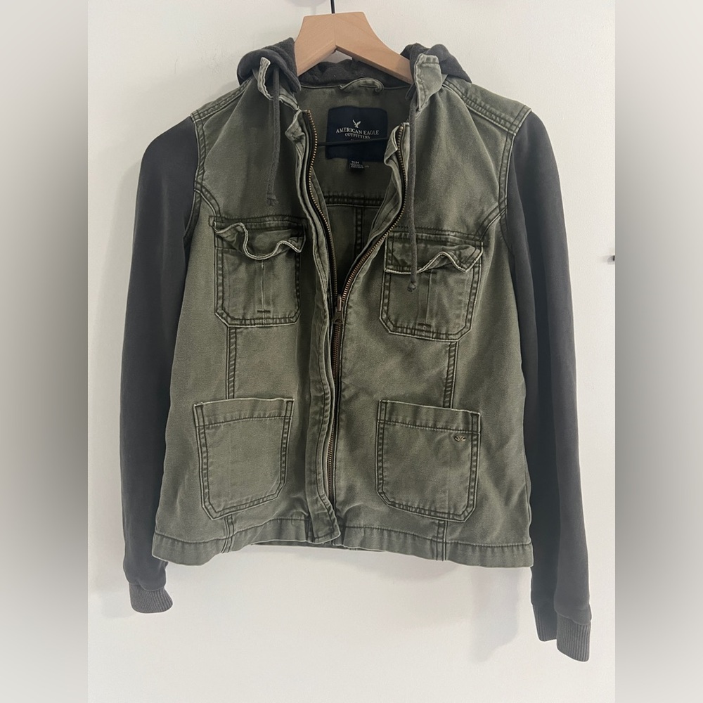 American Eagle Green Hooded Utility Jacket - Picture 2 of 8